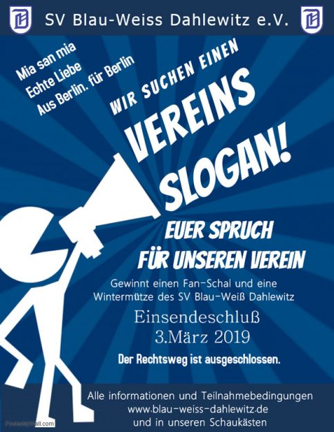 Vereins Slogan gesucht Euer Spruch für unseren Verein SV BlauWeiß